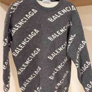 Balenciaga Charcoal Gray Logo Crewneck Sweater